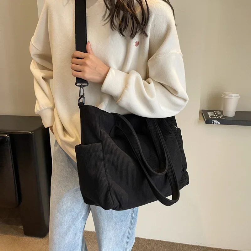 Fashion Versatile Shoulder Bag College Wind Commuting Corduroy Square BagUnisex Large Capacity Leisure Portable Crossbody 251018