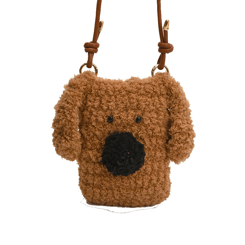 New designer handbag cute plush dog autumn and winter girl coin wallet cartoon boy baby crossbody bag