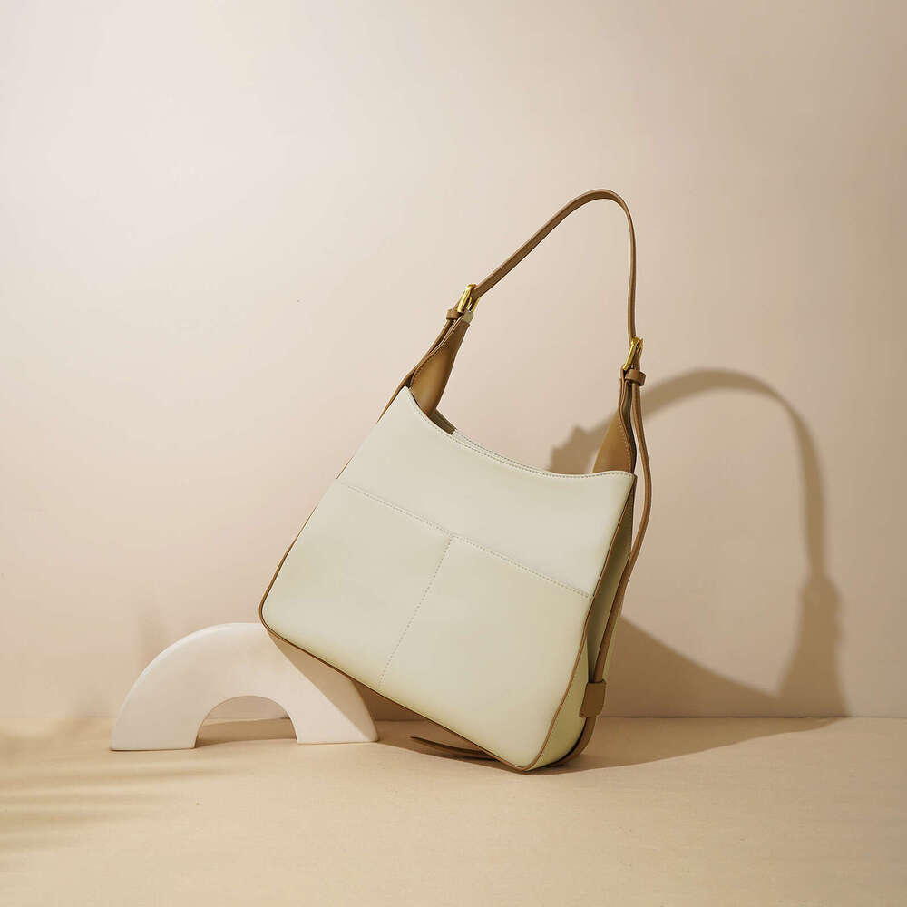 Luxury bag Summer New Large Capacity Cowhide Tote Simple Color Block Genuine Leather Shoulder Crossbody Handbag Underarm Bag