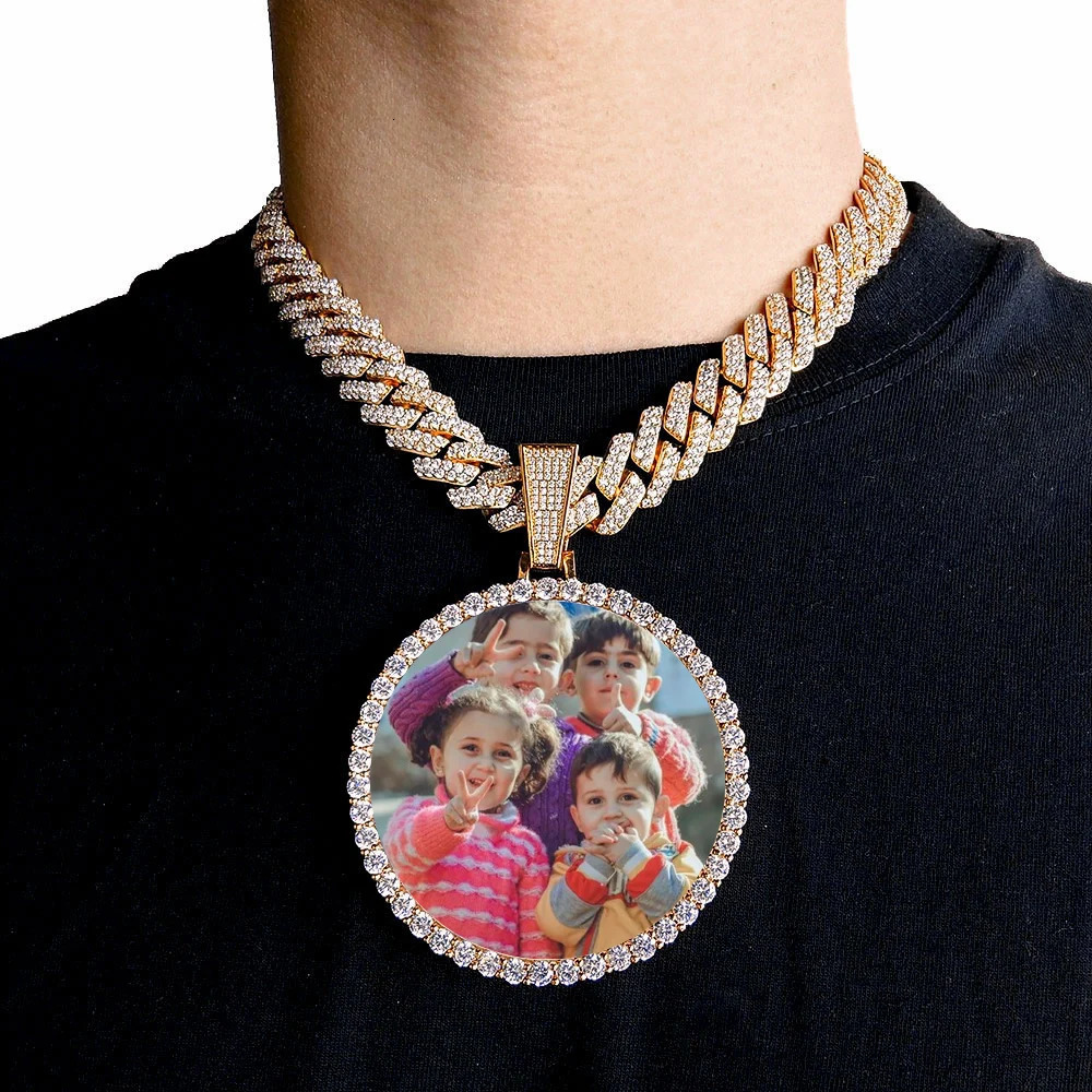 Custom Made Big Po Medallions 18k Gold Necklace Pendant Iced Out Cuban Men Hip Hop Picture Jewelry Gift Can Free Custom 251013