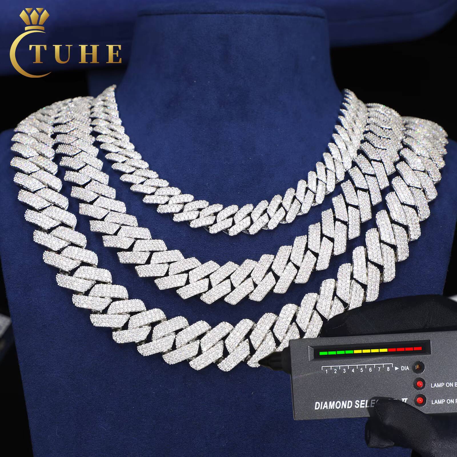 Fine Jewelry Hip Hop 6mm20mm 925 Sterling Silver VVS Moissanite Diamond Iced Out Miami Cuban Link Chain Necklace for Men