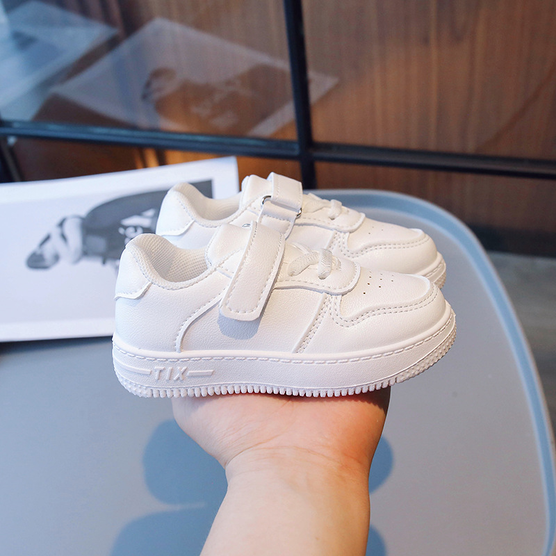 Free shipping Fashionable solid soled shoes for boy girls children's college style white shoes spring autumn ultra light children's sports s