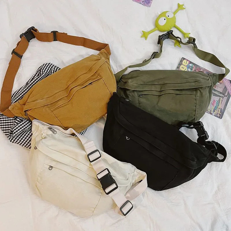 Casual Woman Fanny pack Large capacity Crossbody Chest Bag Waist pack outdoors Belt Bag Canvas Phone Pack Purse Unisex Waist Bag 251023