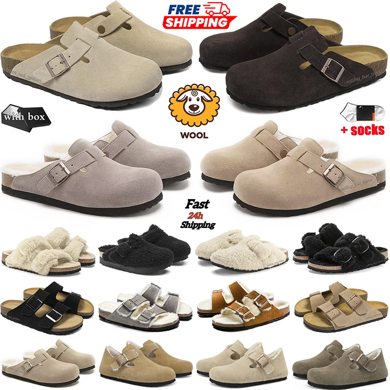 New Boston Slippers Mens Women clogs Sandals Slipper Fashion Summer Leather Slide Favourite Beach Black Blue Grey Slide Beach Shoes size 35-46