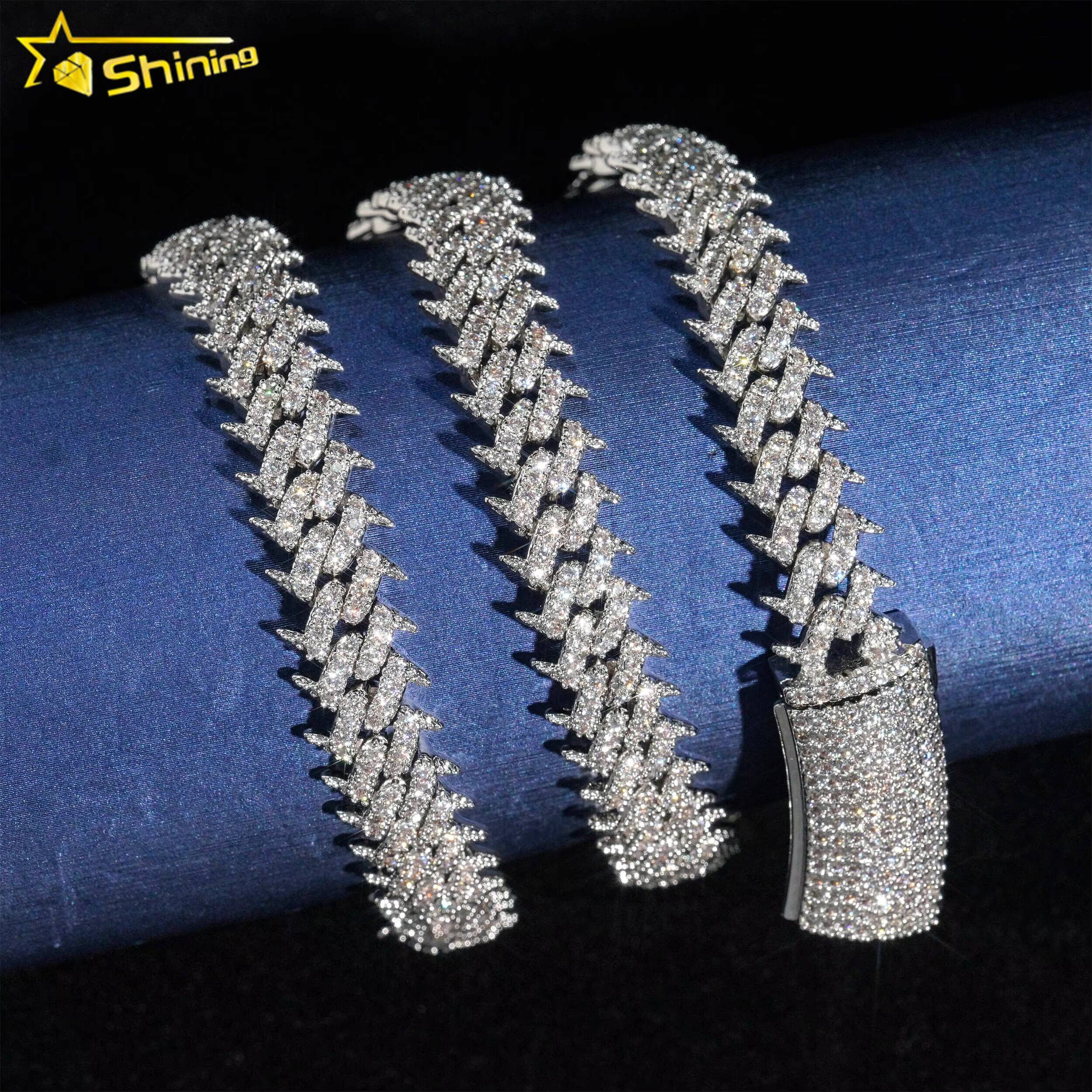 Luxury Design 925 Silver Chain Hip Hop Jewelry Iced Out VVS Moissanite Cuban Link Rapper Necklace Daily Wear