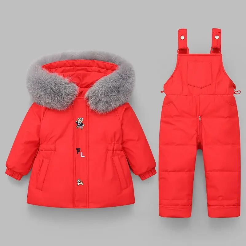 Parka Real Fur Hooded Boy Baby Overalls Girl Clothes Winter Duck Down Jacket Warm Kids Coat Child Snowsuit Snow Clothing Sets 251023