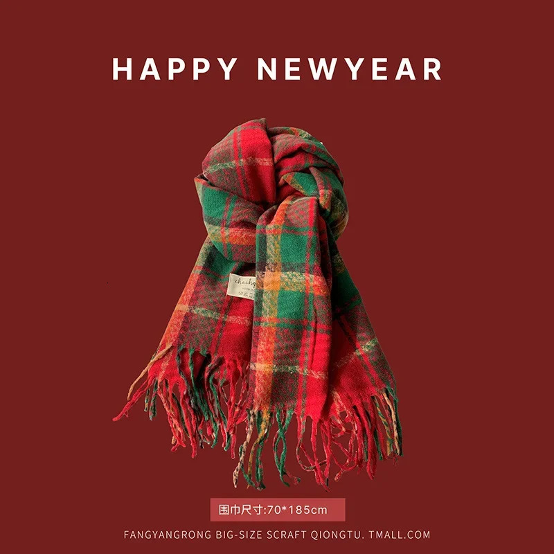Fashion Christmas Style Red Element Scarf for Women Trend Knitted Student Couple Warm Scarves Shawl Clothing Accessories Gift 251024