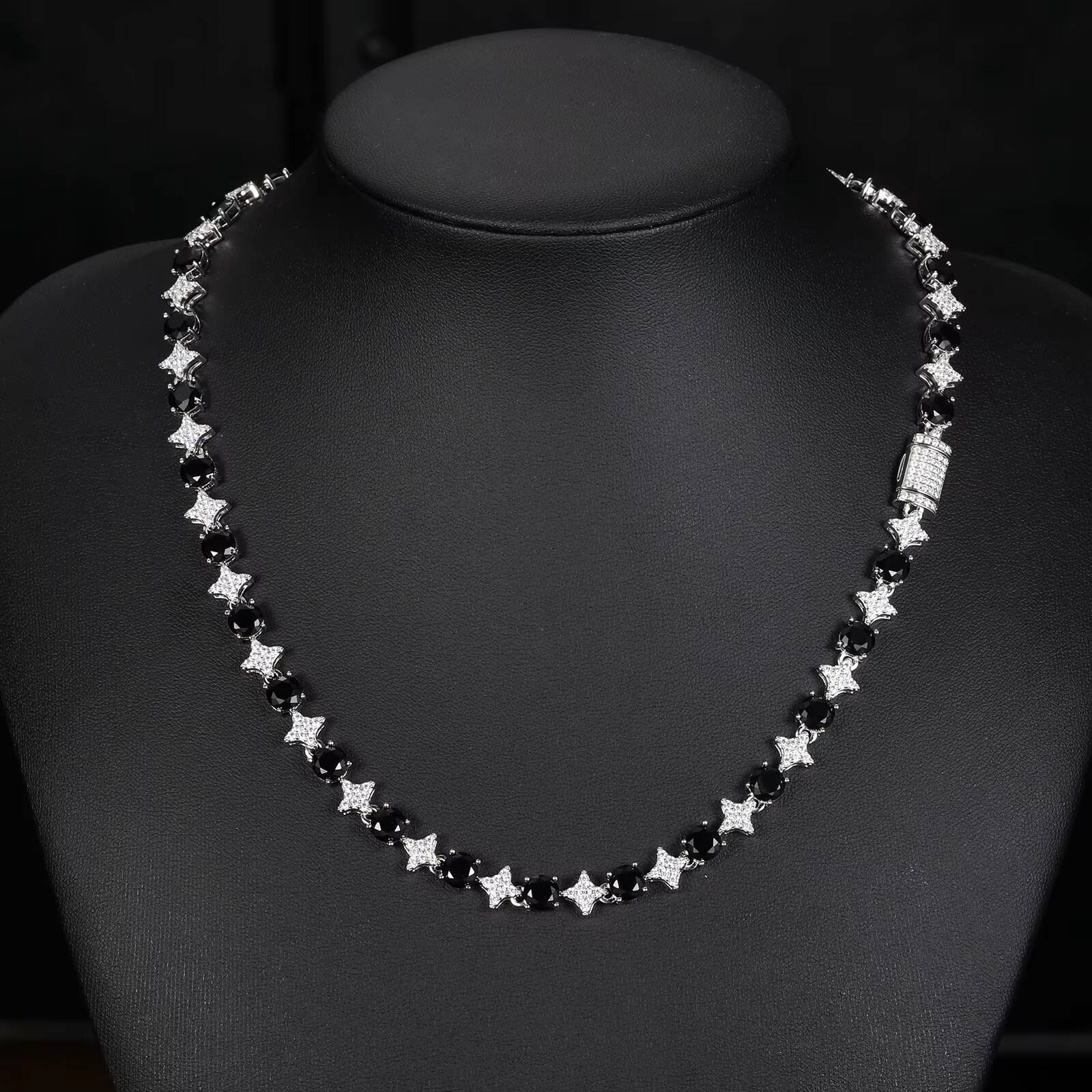 Bling Iced Out Mens Jewelry 925 Sterling Silver Star Round Moissanite Luxury Tennis Chain Necklace for Party