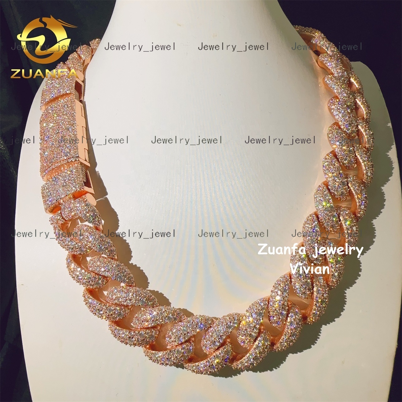 Luxury 23mm VVS Moissanite Diamond Hip Hop Fine Jewelry Miami Cuban Link Chain Miossanite Iced Out Necklace