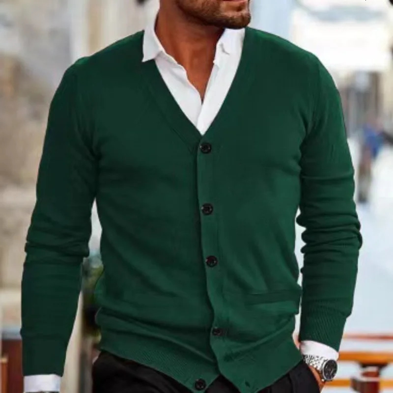 Autumn Cotton Sweater Men Cardigan Casual Solid Long Sleeve Knitted Men Cardigan Plus Size Slim VNeck Sweater Mens 4XL 251020