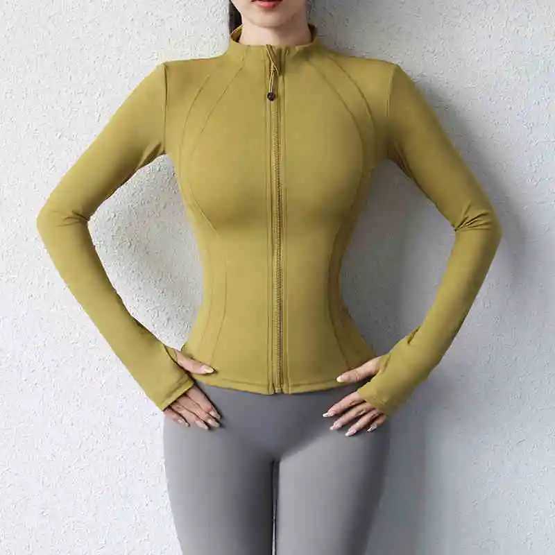 Spring Autumn Ladies Tights Yoga Cardigan Jacket With Pocket Nude Zipper Yoga Jackets L251025