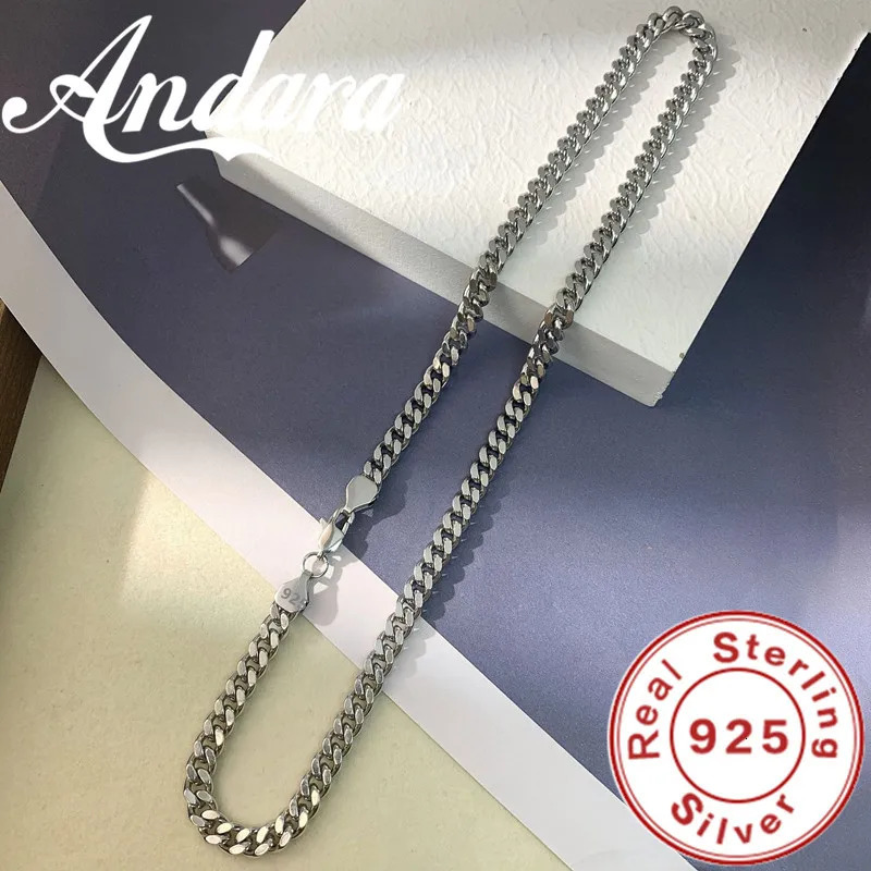 Original 925 Sterling Silver 8MM Cuban Necklace Men Women Wedding Fine Jewelry Accessories Party Gift 251013