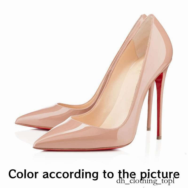 Designer Women High loboutin Heels Pointed Toe Sandals 6cm 8cm 10cm 12cm Nude Black Patent Leather Woman Pumps Shiny Dress Shoes 6dd