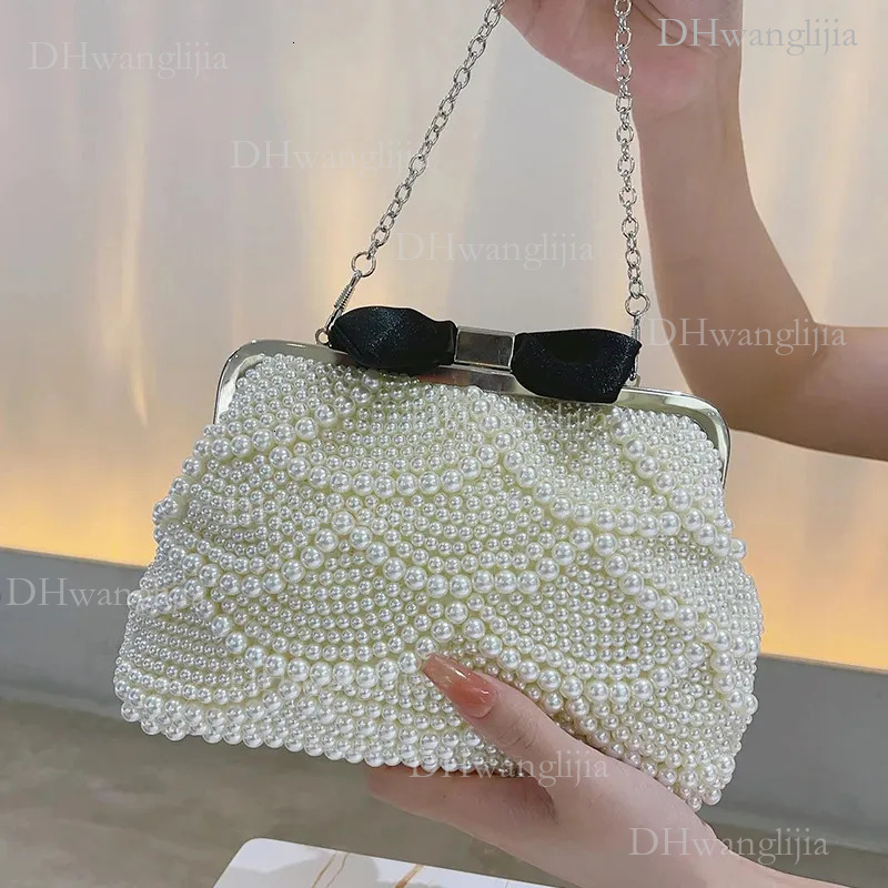 DHGM Mini Elegant Pearl Beaded Bag Fashion Dinner Clutch Purse Womens Classic Banquet Handbag For Wedding Party Prom 240131 7886