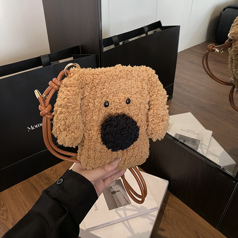 New designer handbag cute plush dog autumn and winter girl coin wallet cartoon boy baby crossbody bag