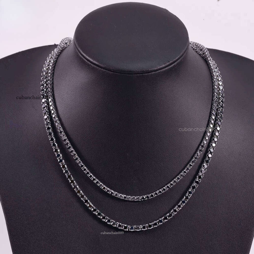 All Black Sterling Sier Silicon Stone Tennis Chain 2mm-4mm Female/Male Gold Plated NecklaceFree of charge delivery