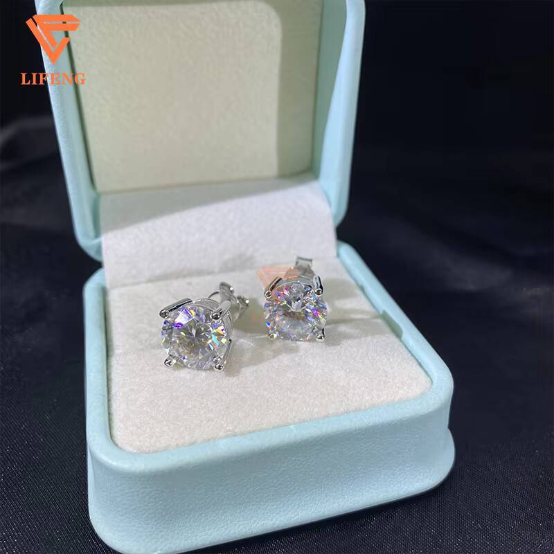 Luxury Jewelry Moissanite Diamond Earrings Set Wholesale Hip Hop 925 Sterling Silver Stud Earring for Women Christmas Earrings