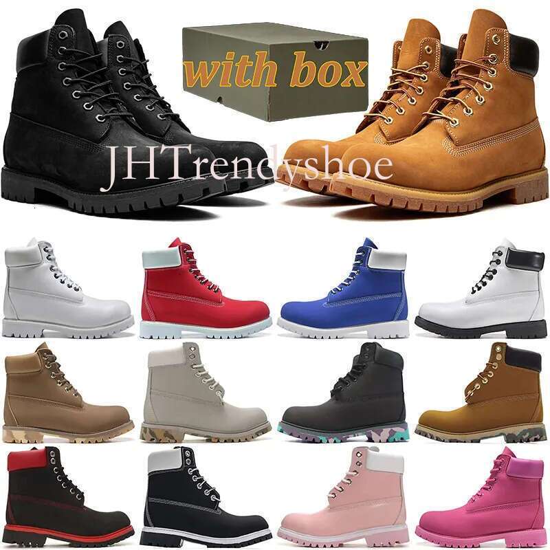 With Box Designer yellow Boots Black White Pink Orange Hiking Booties Men Women Winter Shoes tan bottom Premium Waterproof Boot