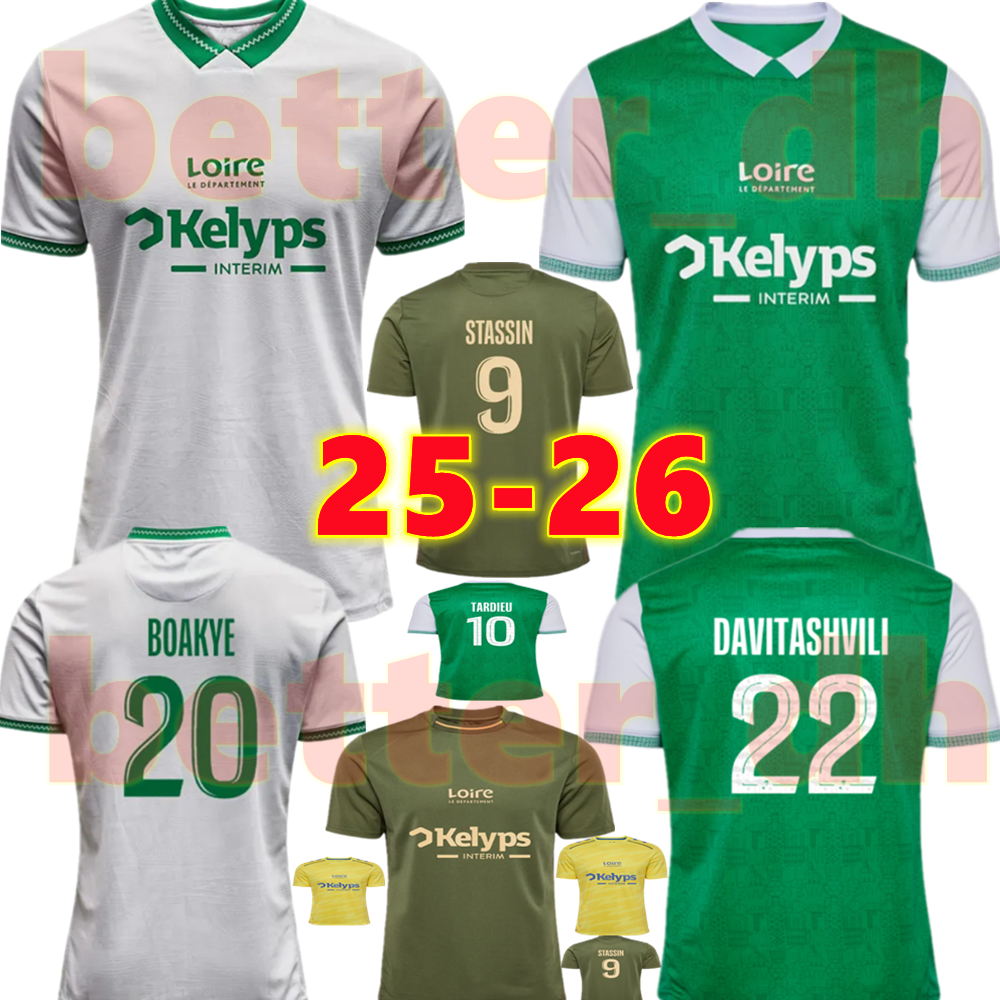 25 26 AS Saint-Etienne Soccer Jerseys DAVITASHVILI APPIAH BATUBINSIKA TARDIEU 2025 2026 STASSIN BOUCHOUARI Les NADE Verts Football Shirts FOMBA Men Uniforms set