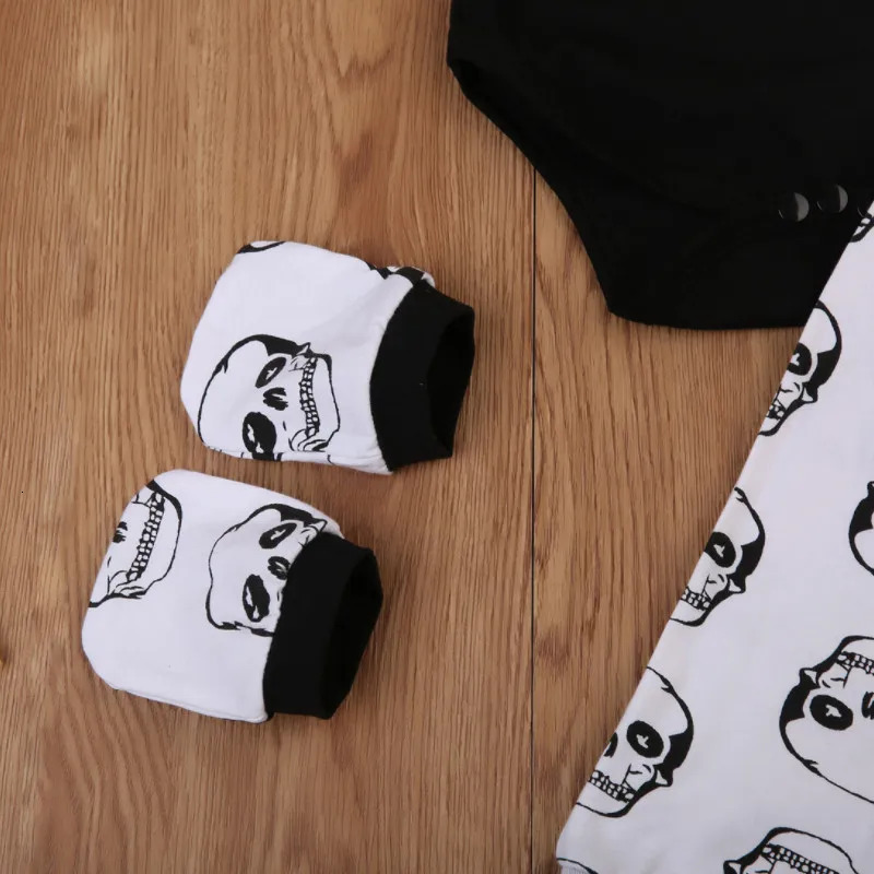 CANIS 4pcs Set born Kids Baby Boy Skull Outfits Clothes TopsLong Pants Hat Fashion High Quality 251023