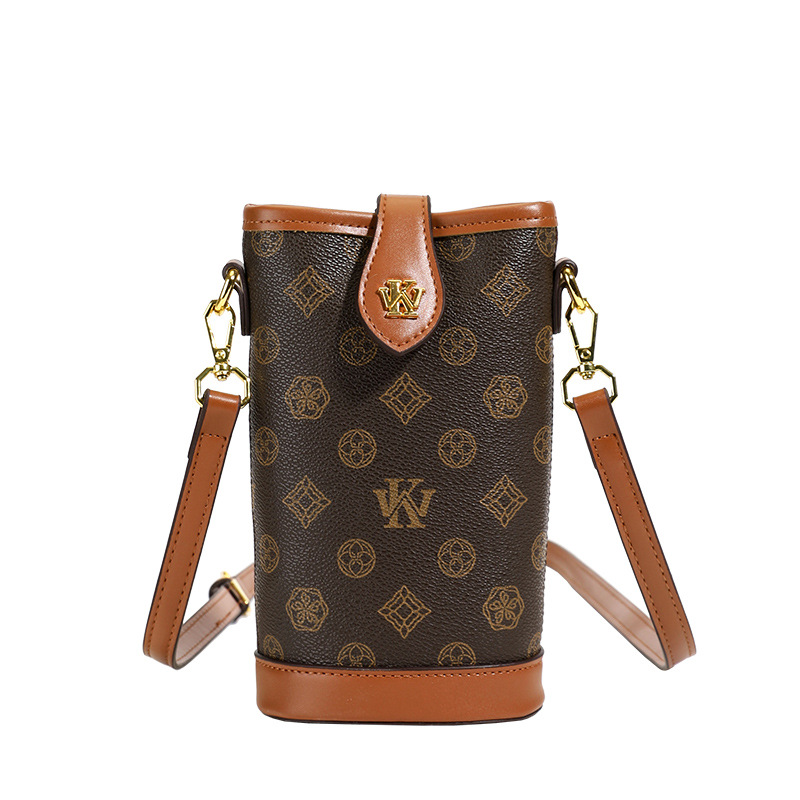 High sense fashion bucket bag female new presbycusis cylinder bag mobile phone bag all shoulder slant cross bag 2025