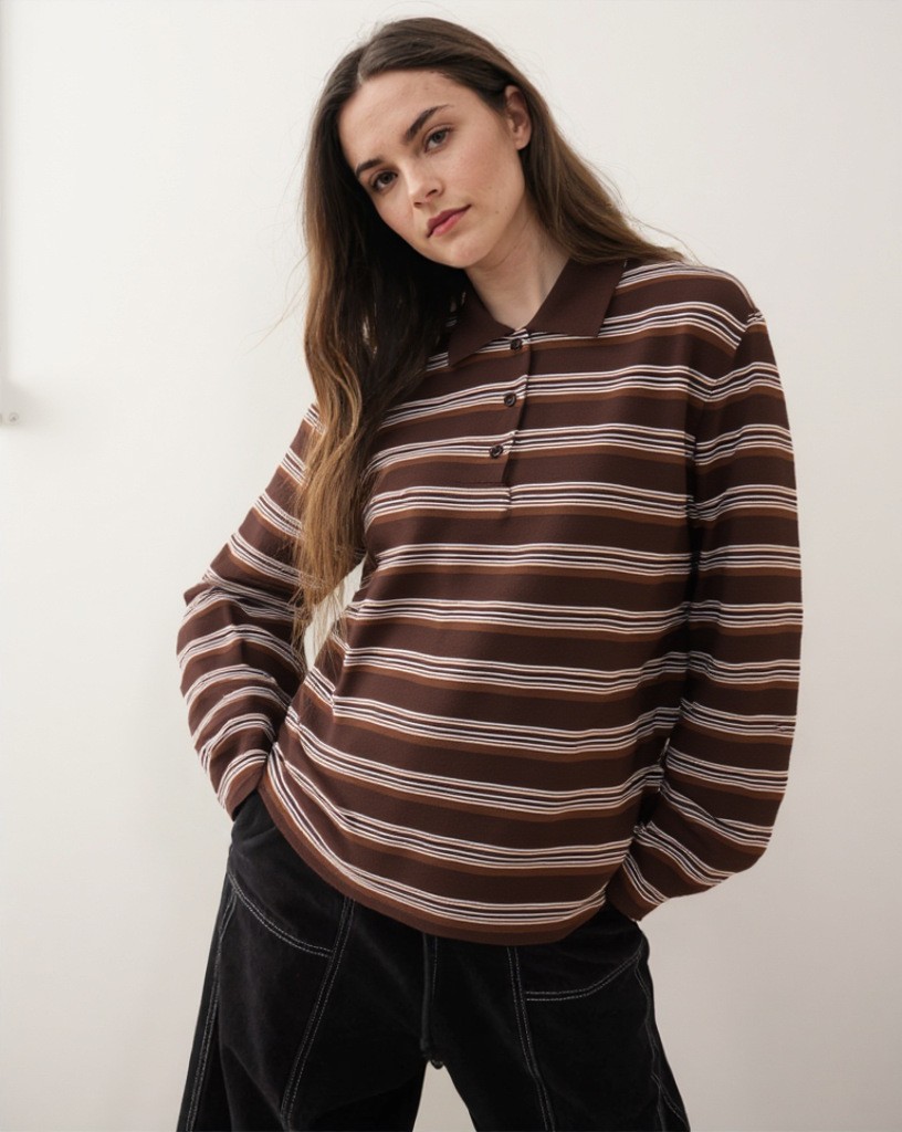 Outfits For Woman winter jacket women coat dress Tweed designer clothes women sweater Long sleeves Classic Cotton Knit Striped Polo Shirt