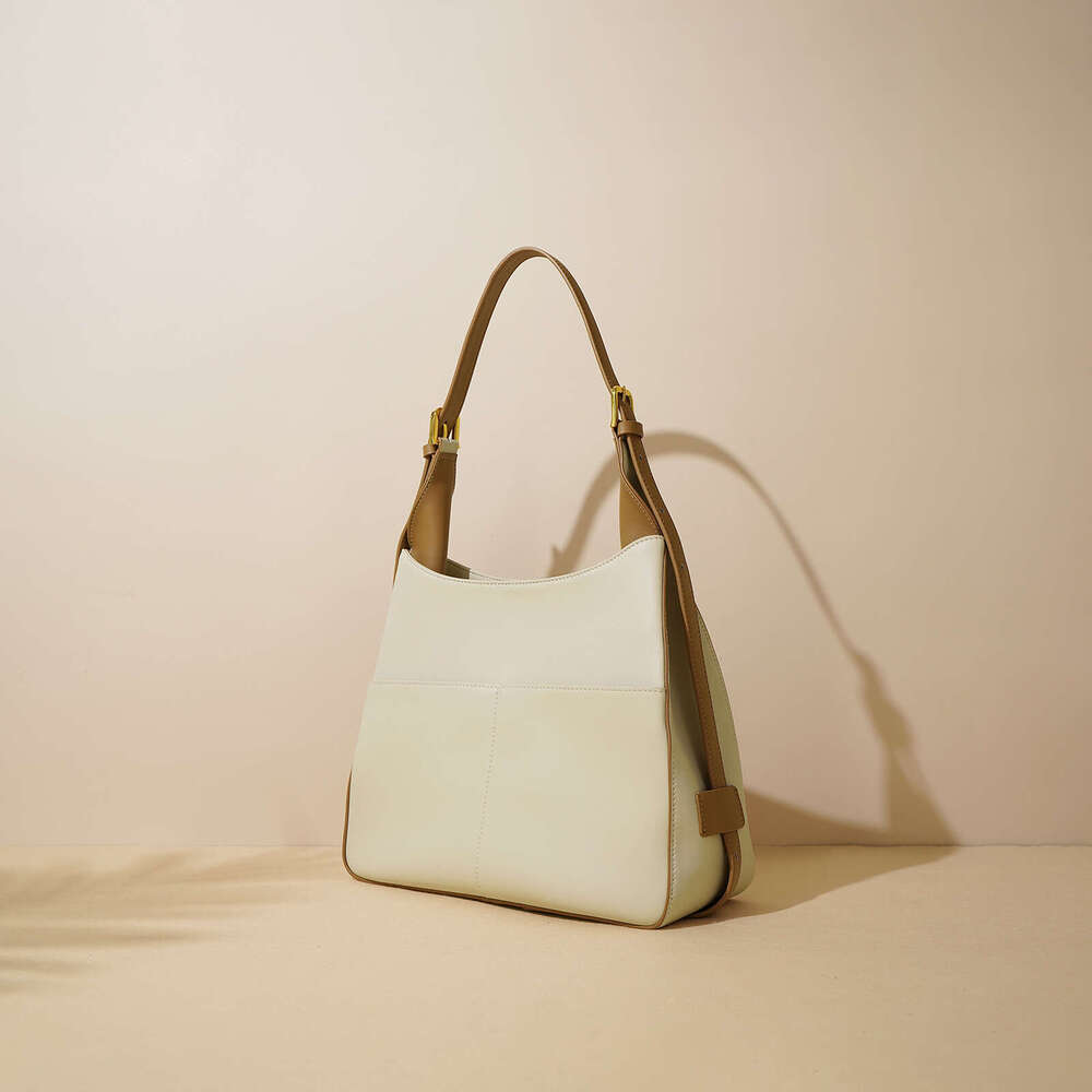 Luxury bag Summer New Large Capacity Cowhide Tote Simple Color Block Genuine Leather Shoulder Crossbody Handbag Underarm Bag