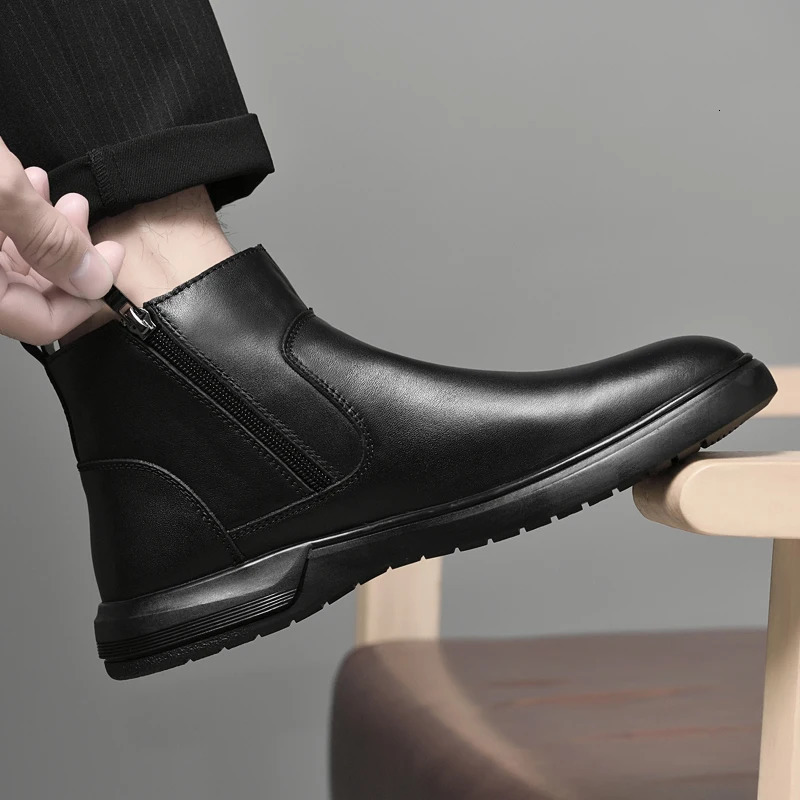 High Quality Mens Ankle Boots Classic Genuine Leather Chelsea Boots High Top Formal Business Shoes Male Casual Walking Botas 251023