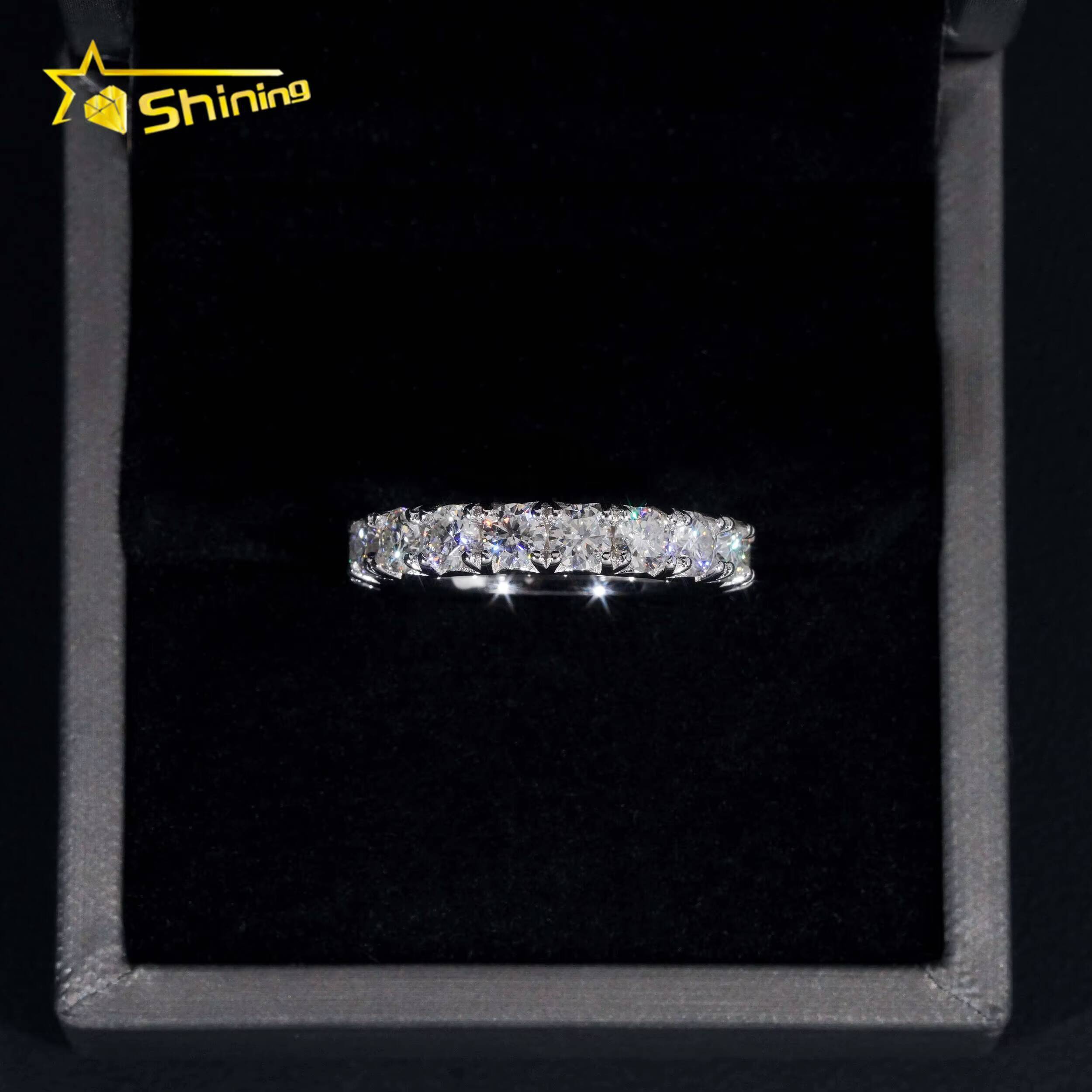 Pass Diamond Tester Silver 925 Vvs Moissanite Lab Diamond Hip Hop Iced Out Jewelry Band Ring