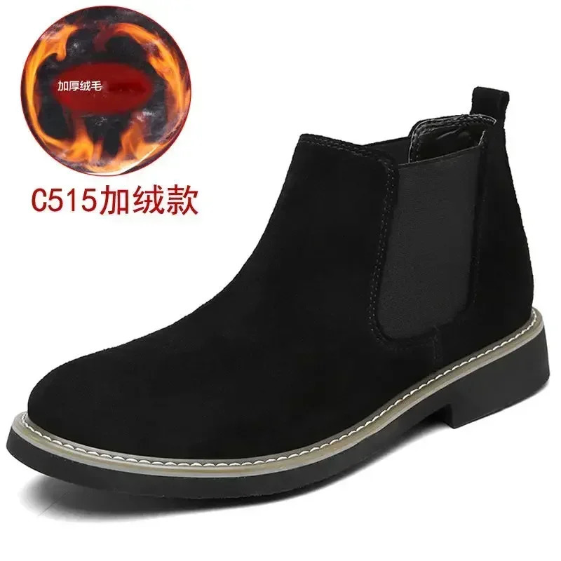 Winter Large Size Mens Chelsea Midcut Boots Casual Leather Boots for men Allmatch Pointed Toe Wedding Classic Business Boots 251023