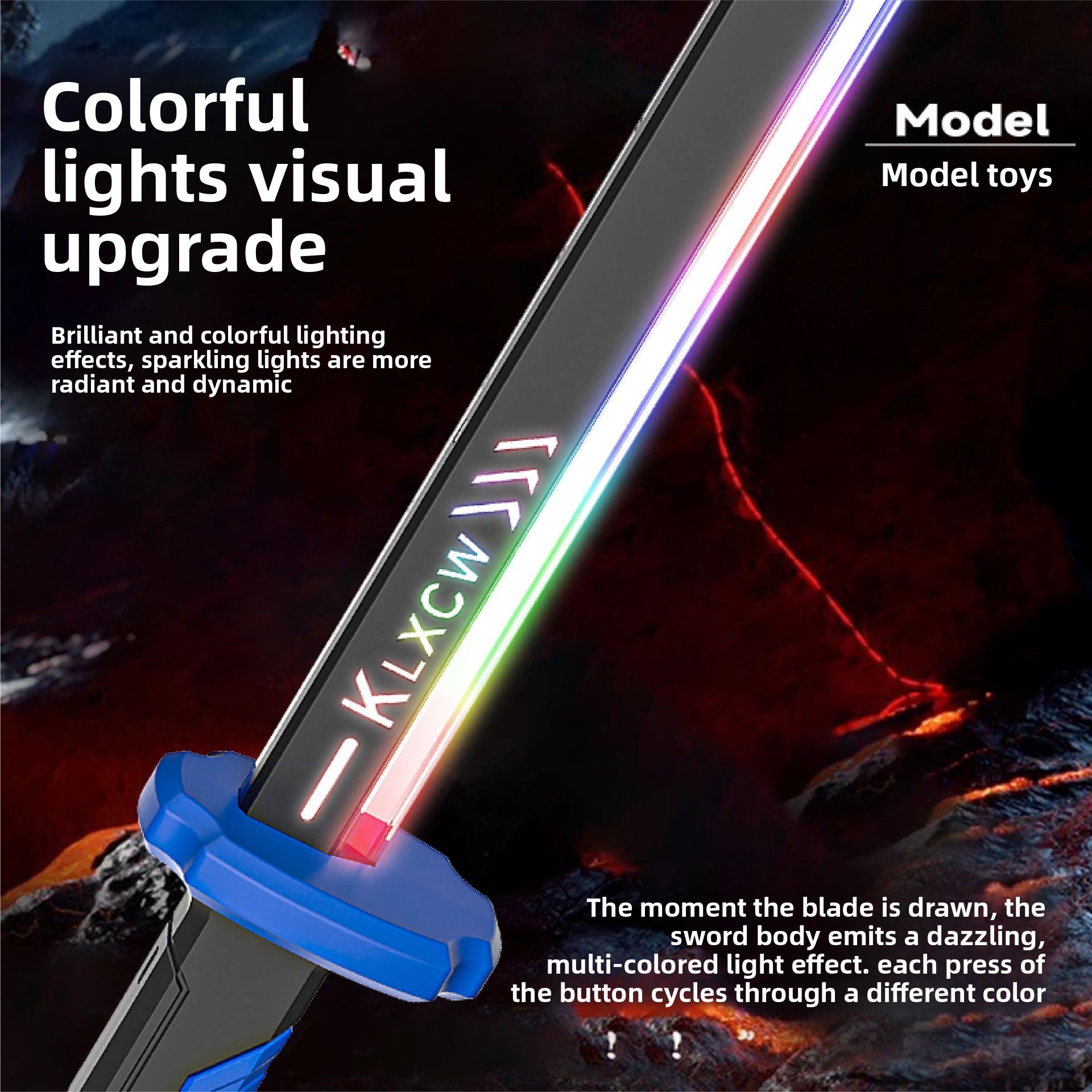 New Hot Sale Cool Genuine Lightsaber Laser Retractable sword Toy Colorful Streamer Glowing Sword Toys with Spark Smoke Effect USB Charging party toys