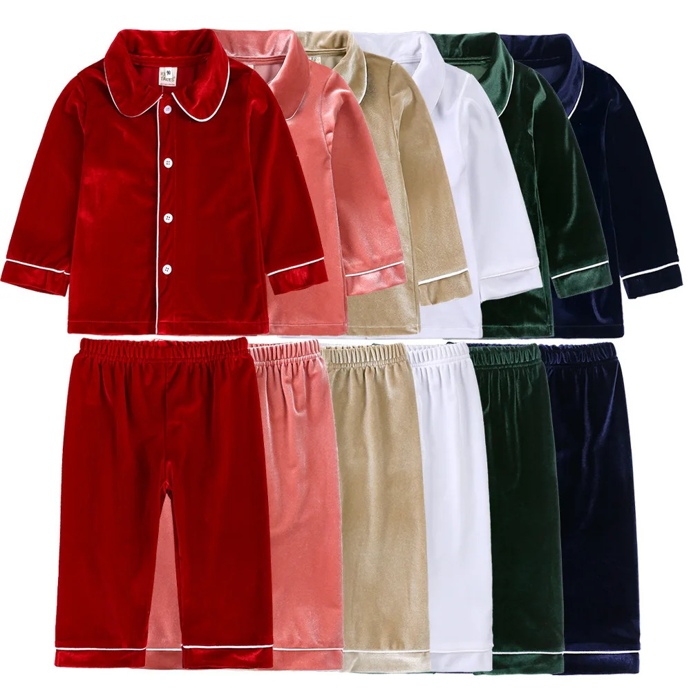 Christmas Pyjamas Children Velvet Warm Clothes Family Party Long Sleeve Boy Girl Dress Xmas Set Kid SleepwearPants Costume 251023