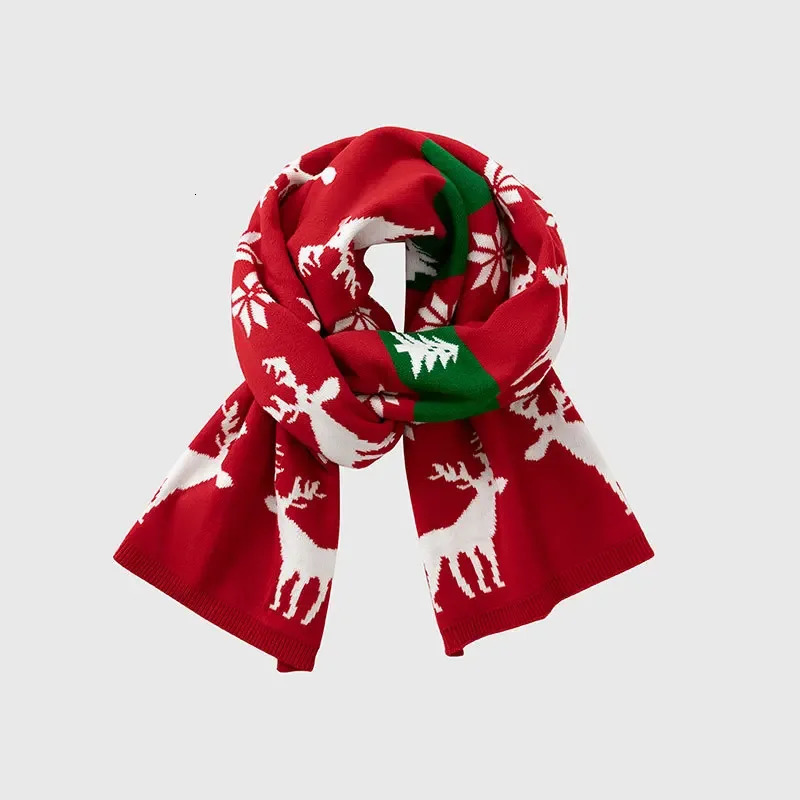 Years Decor Christmas Gift Red Cartoon Print Scarf Warm Thicken Adults s Soft Knit Scarfs Xmas Family Look Present 251024