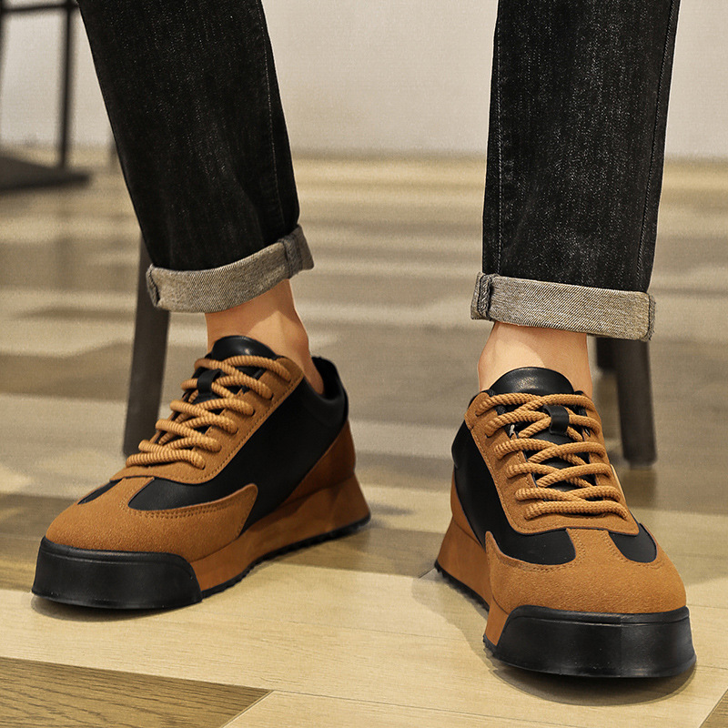 Free Shipping Fashion Men Shoes New Autumn Winter Premium Quality Big Sizes Casual Sneakers Thick Sole Versatile Skate Shoes Black Brown