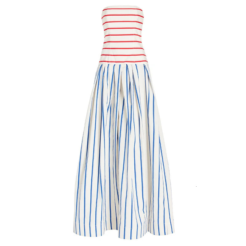 Flaxmaker Fashion Womens Dresses Casual Women Striped Print Sling Maxi Dress Round Neck Sleeveless Long Dress Vestidos Dresses 251023