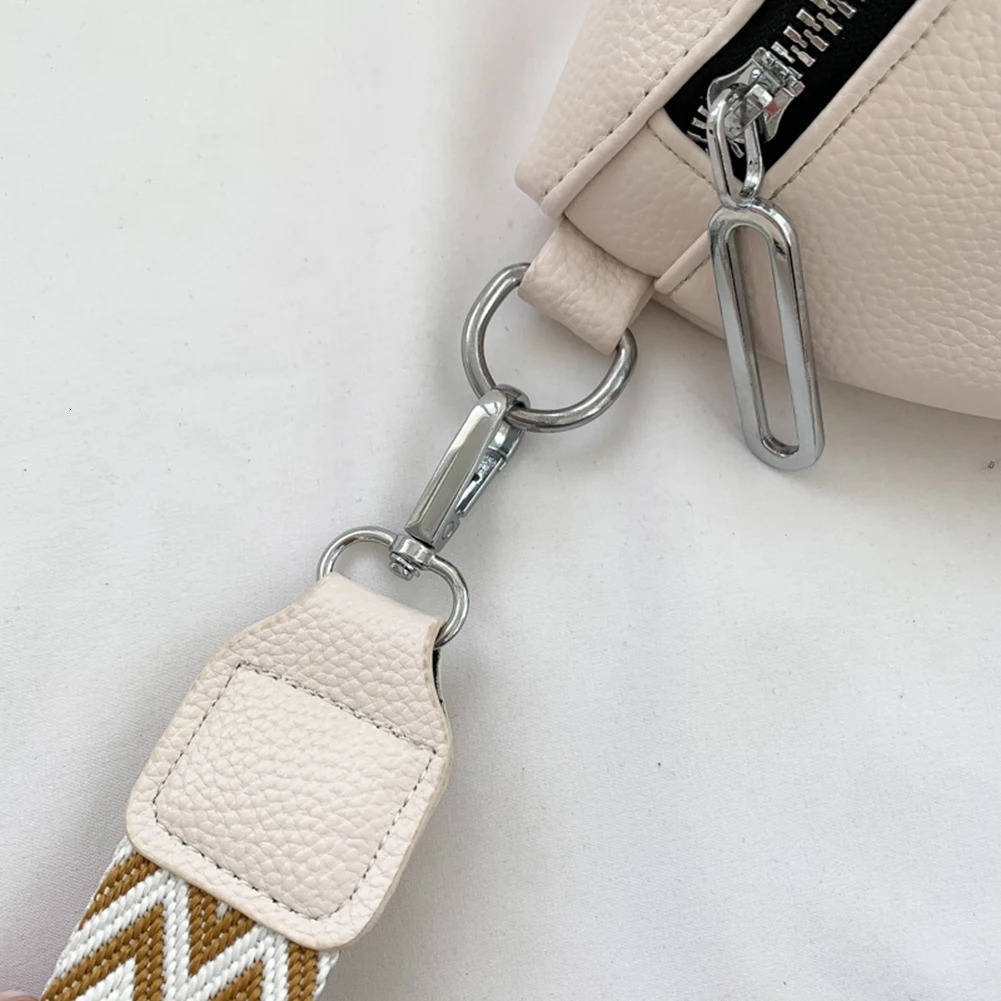 Crossbody Bag Wide Jacquard Strap Traveling Chest Bag PU Leather Fashion Casual Solid Color Portable Simple for Outdoor Hiking 251023