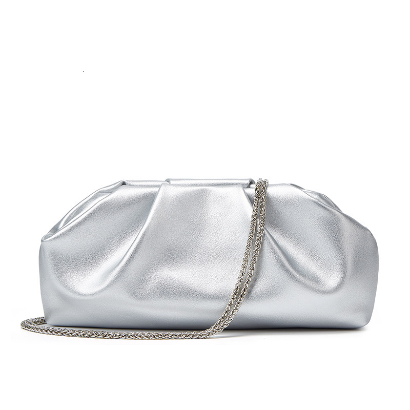 Luxury Brand Designer Bag Pleated Cloud Bag For Women New Trendy Fashion Silver Handheld Small Square Bag Versatile Ins Chain Crossbody Bag