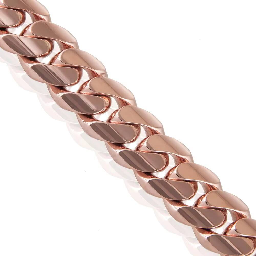 Wholesale Stainless Steel Mens Cuban Link Chain Necklace 14k Rose Gold Thick Miami Cuban Chain