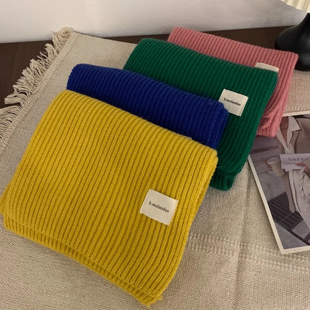 Autumn Winter Women Knitted Wool Scarf Fashionable Solid Color Warm White Ring Scarf Christmas and Year Gifts for Men Girls 251024