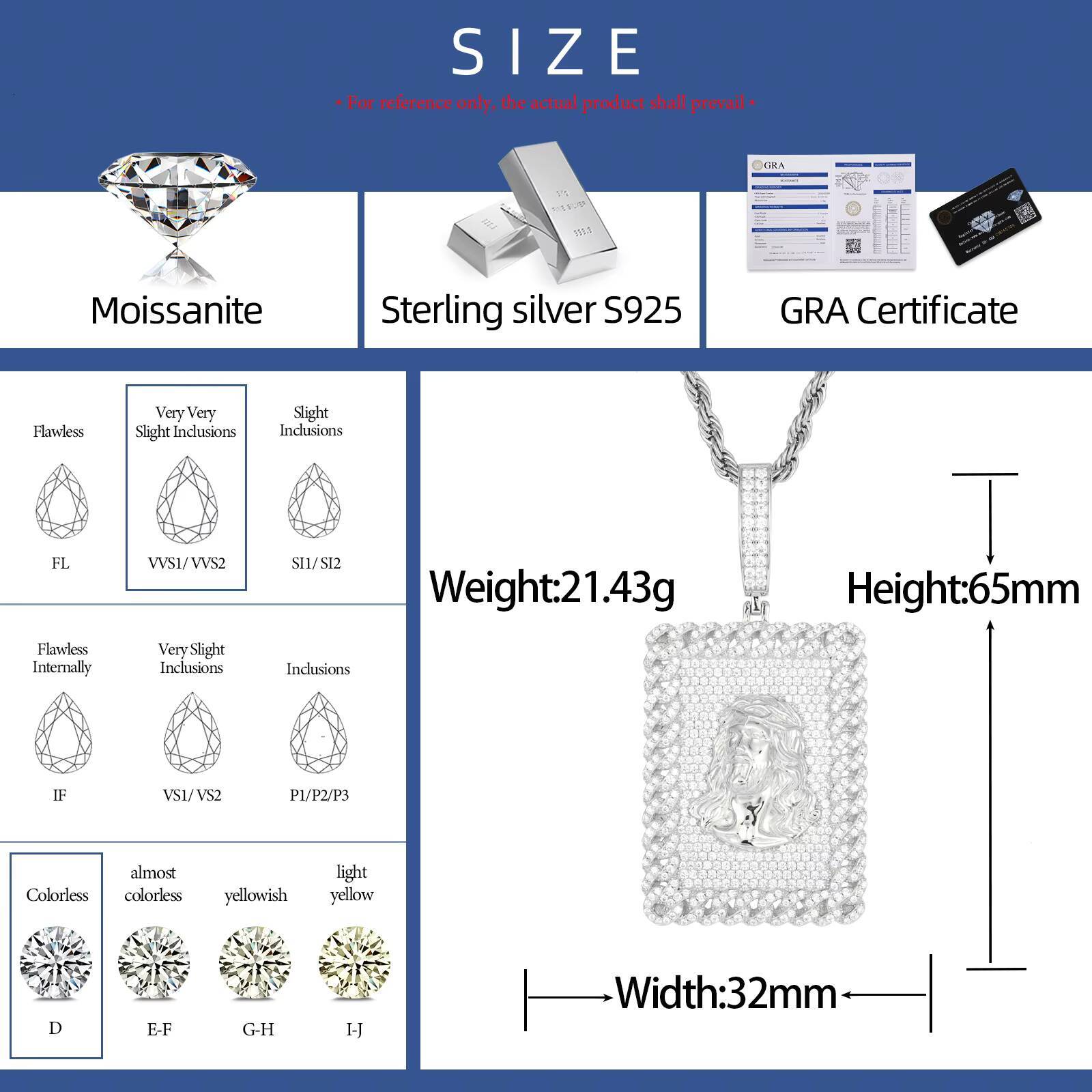 Luxury Men Jewelry 18K Real Gold Plated 925 Sterling Silver Moissanite Diamond Iced Out Jesus Sign Dog Tag Pendant With Cuban