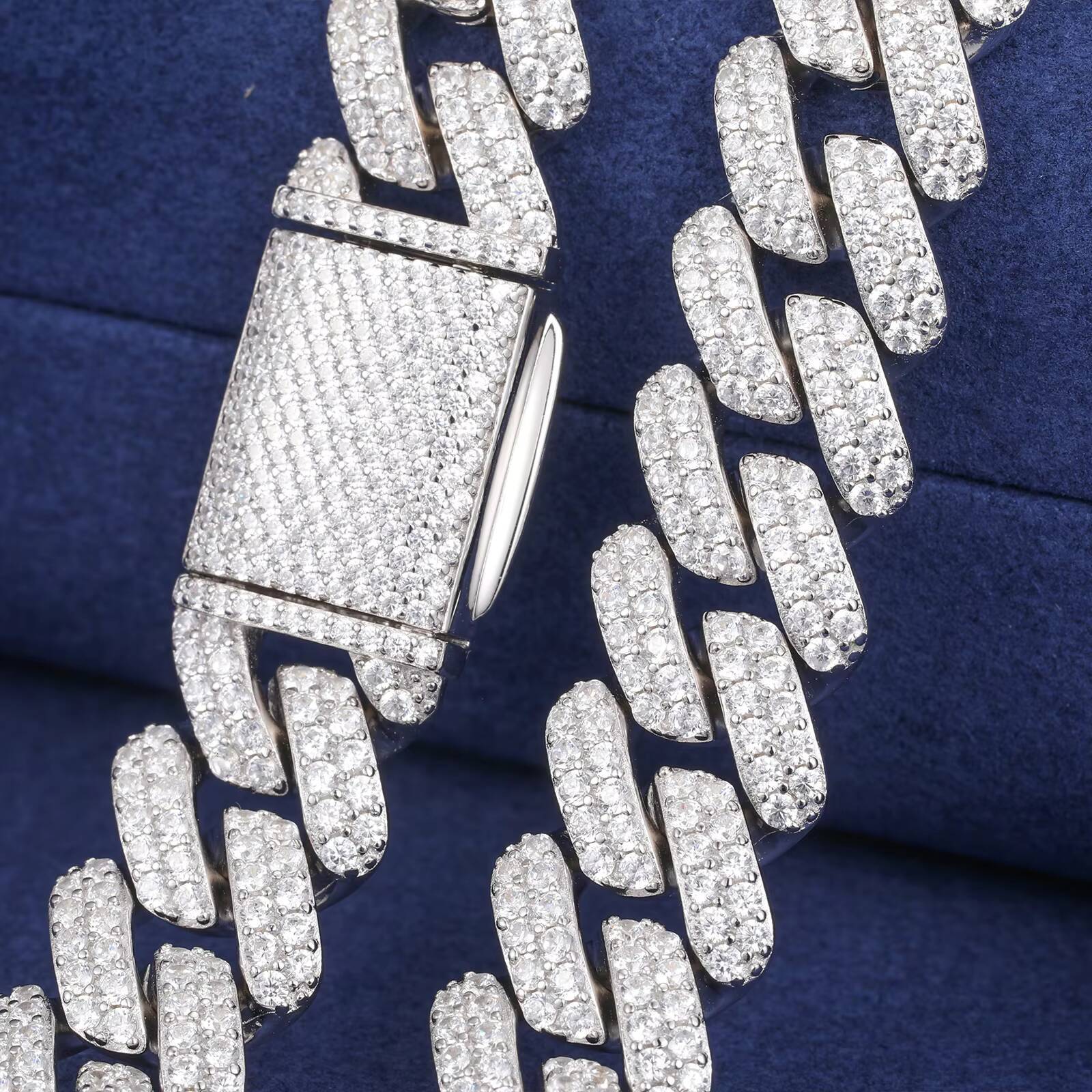 Denser and Thicker 10mm 12mm 14mm 925 Sterling Silver VVS Moissanite Diamond Iced Out Cuban Link Chain Necklace Hip Hop Jewelry