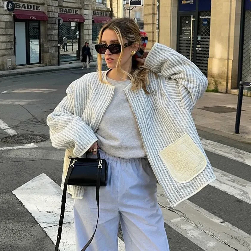 Women Vintage Cropped Puffer Jacket Boho Floral Print Quilted Coat Winter Long Sleeve Lightweight Padded Cardigan Tops 251020