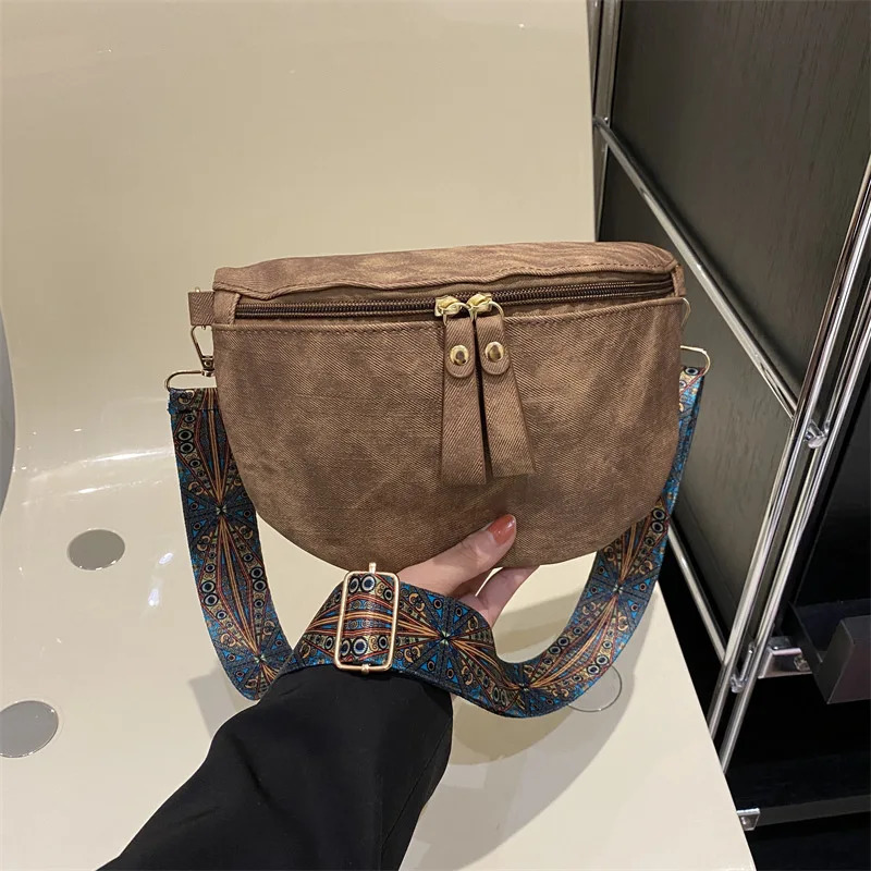 Stylish Hobo Solid Color Satchel Chest Bag Womens PU Leather Waist Bags Wide Strap Fashion Fanny Shoulder Pack 251023