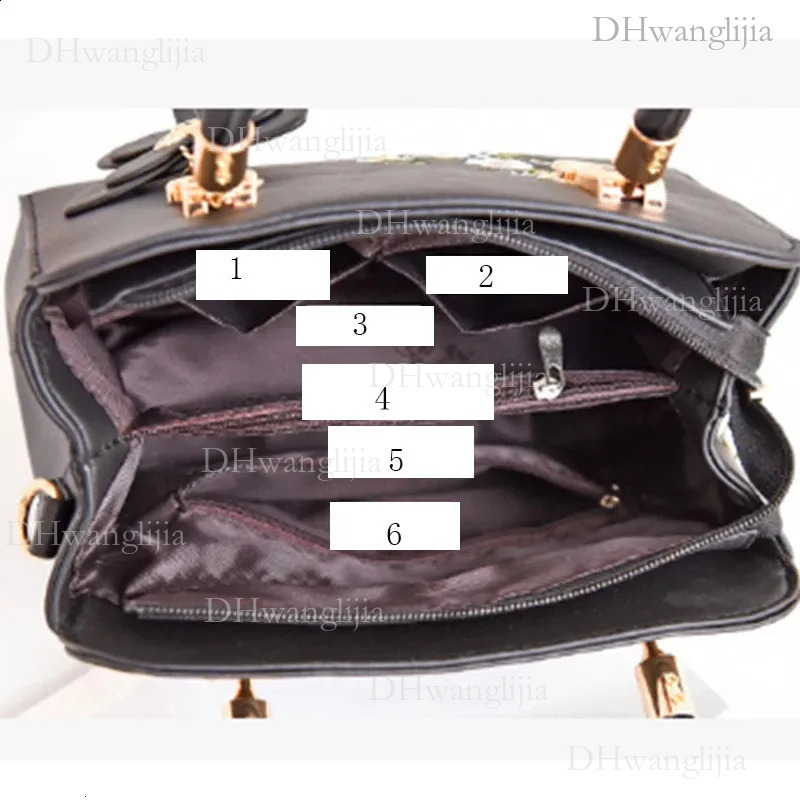 DHGM Womens embroidered PU leather shoulder large capacity middle-aged and elderly top shopping bag handbag 240828 d616
