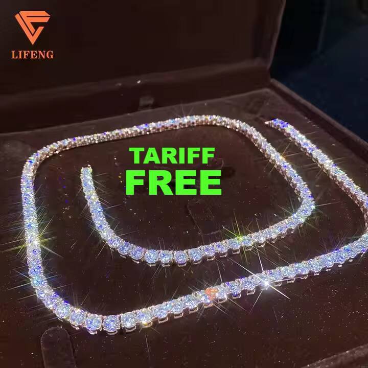 High Quality 5MM Moissanite Tennis Chain 925 Silver Hip Hop Single Row Tennis Chain Moissanite Stone Diamond Necklace for Men