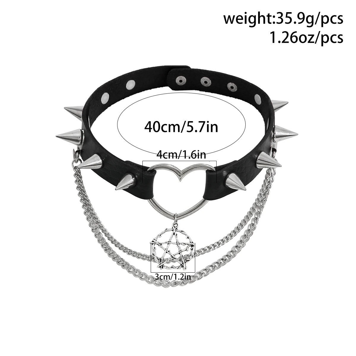 Salircon Fashion Harajuku Black PU Leather Choker Necklace Womens Punk Gothic Spike Rivet Necklace Star Pendant Collar Jewelry 251023