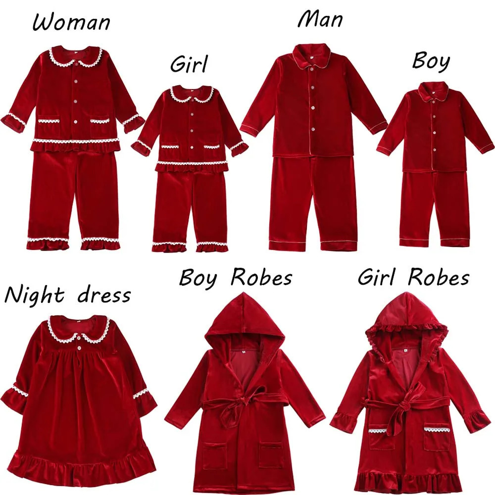 Mudbala Kids Baby Boys Sibling Matching Outfits Red Velvet Santa Pajamas Set Winter Baby Girls Lace Christmas Pyjamas 251023