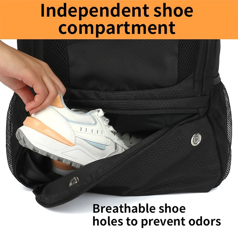 1pcs Double Compartment Sports Backpack With Ball Holder Water Resistant Equipment Bag For Soccer Basketball Volleyball Football 251021 - view 6