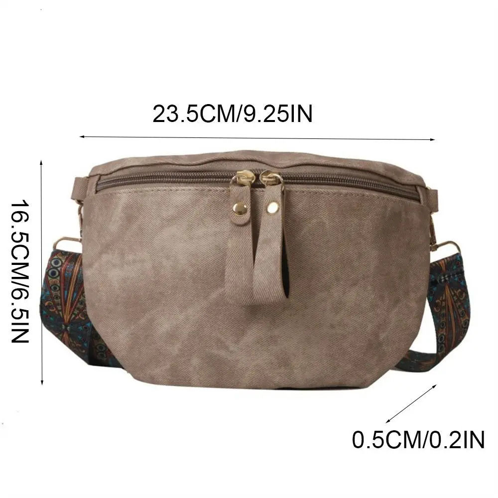 Fashion Dumpling Shape PU Leather Waist Bag Korean Style Wide Strap Chest Bag Message Bag Zipper Women Crossbody Bag Streetwear 251023