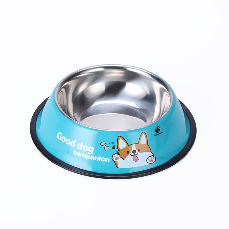 K3295 Cat and dog double bowl integrated stainless steel food bowl